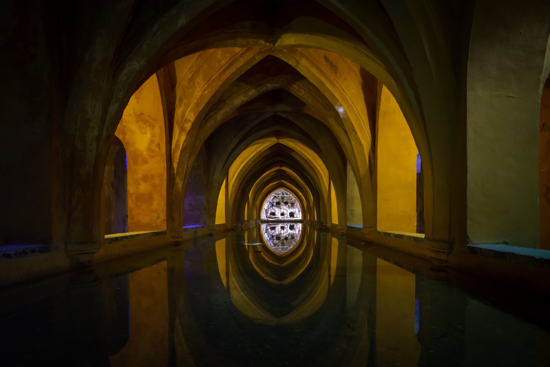 Underground cistern reflection at Alcázar of Seville
