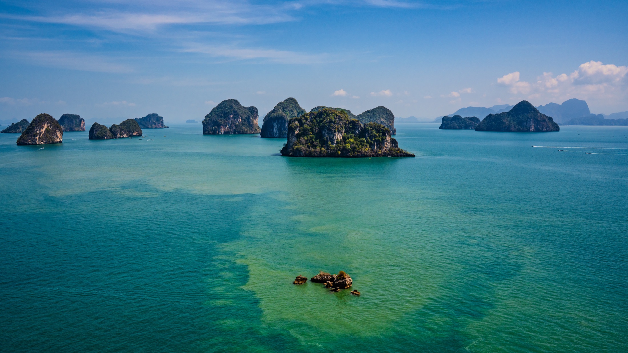 Panorama of Phang Nga Bay with karst islands